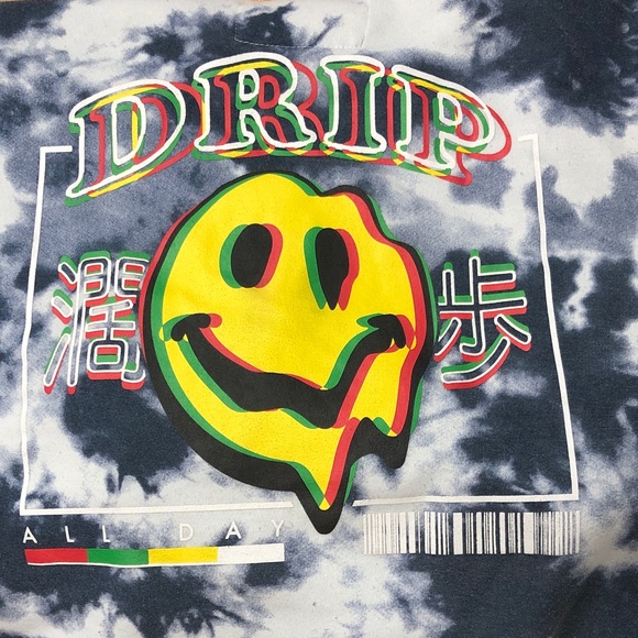 Brooklyn Cloth Tie-Dye Drip Hoodie - Black and Yellow - Picture 1 of 3